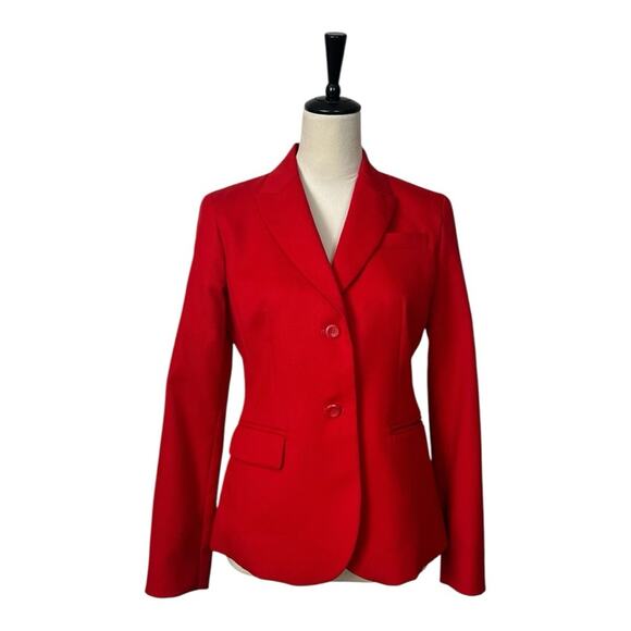 Pendleton Vintage Blazer Wool Peak Lapel Flap Pocket 2 Button Red Women’s Size 6 - Picture 1 of 13